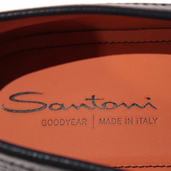 Santoni NWB Door Loafers Size 7.5 US 8.5 in Blue Leather Made in Italy - Picture 10 of 11